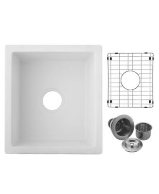 18x16inch Quartz Undermount Bar Sink with Grid and Strainer Heat Stain Resistant