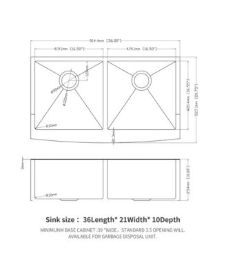 36x21x10inch Gunmetal Black Farmhouse Kitchen Sink Double Bowl Apron Front Stainless Steel