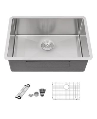 27x18x10inch Undermount Kitchen Sink Single Bowl Stainless Steel 16 Gauge Deep Basin