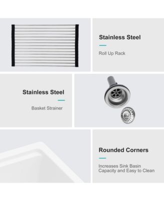 21x18 Inch White Granite Composite Quartz Workstation Undermount Kitchen Sink