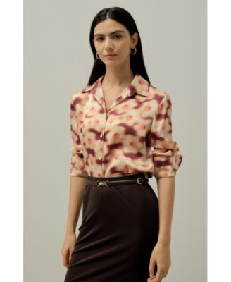 Women's Daffodil Print Silk Blouse