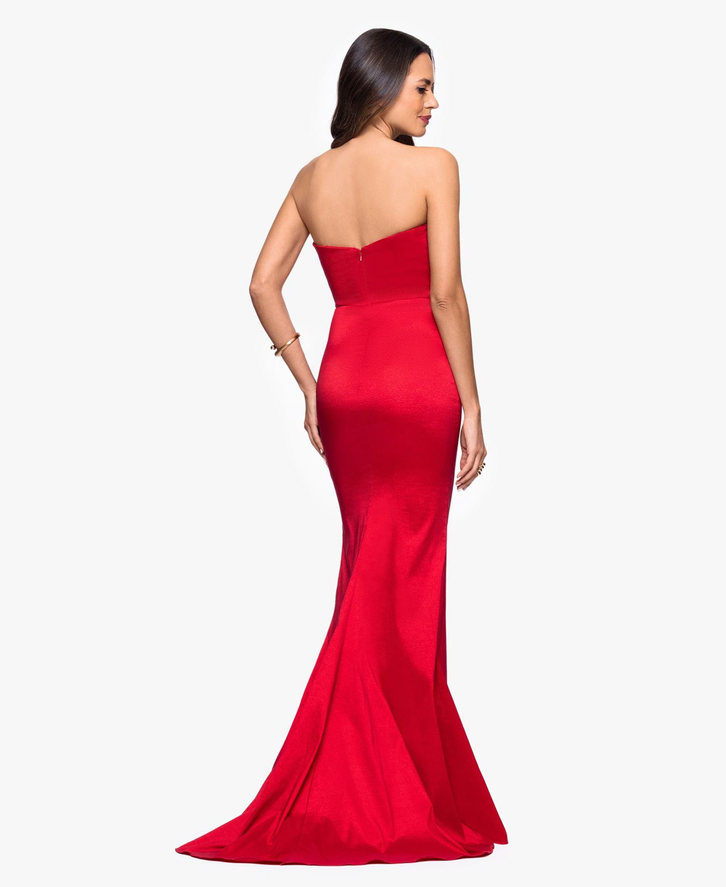 Женское платье Betsy & Adam Long Stretch Strapless Gown, цвет: Красный — фото 5