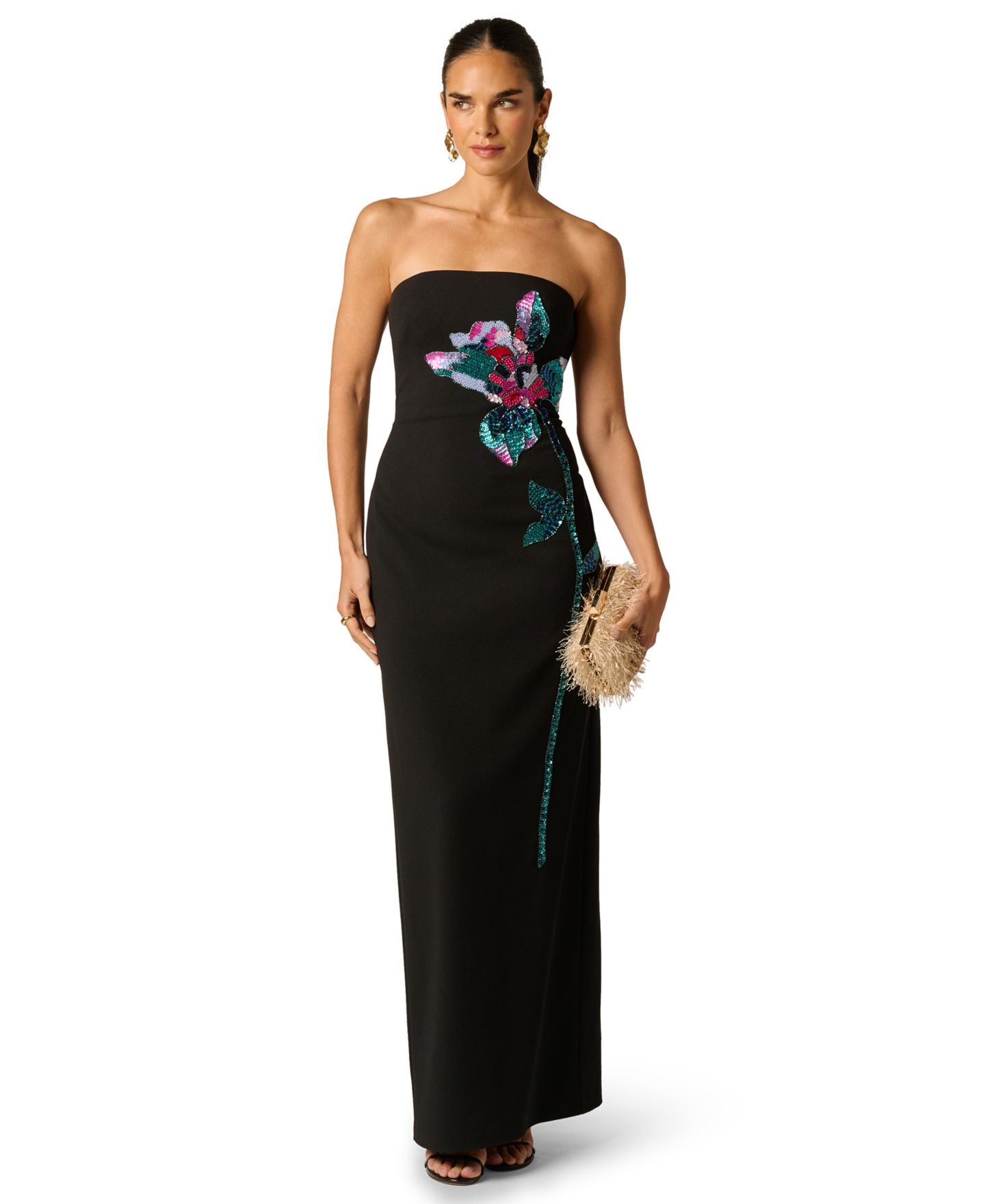 Женские платья Adrianna Knit Strapless Ball Gown, цвет: Чёрный разноцветный — фото 2