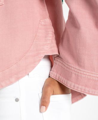 Petite Collared High-Low Denim Shacket