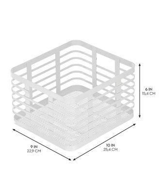 iDesign Metal Pantry Basket with Handles - Set of 2, Matte White