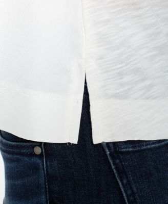 Women's Sleeveless V-Neck Woven-To-Knit Top