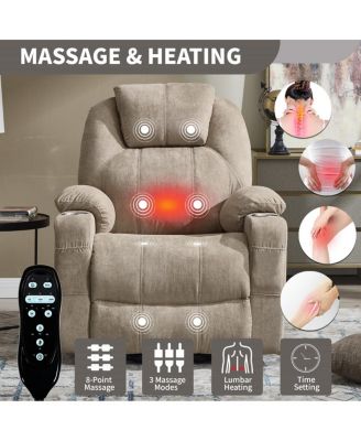 Power Lift Recliner Chair with Heat & Massage, USB & Type-C Ports, Heavy Duty Electric Recliner for Seniors