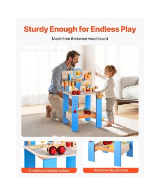 Kids Wooden Workbench, 62-Piece Tool Set for Ages 3+
