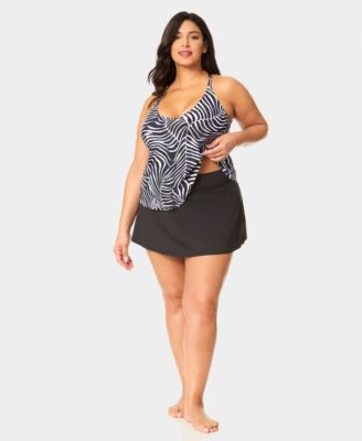 Plus Size Printed Easy Tri Tankini Top