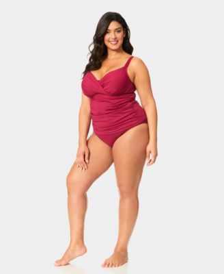 Plus Size Shirred Tankini Top