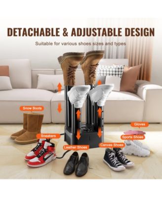 Shoe Dryer, Detachable 4-Tube Boot Dryer w/ Timer, Heated Blower, Portable for Boots, Shoes & Socks