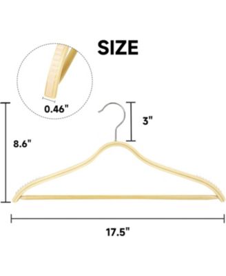 Lightweight Clothes Hangers with Pants Bar, Slim Birch Wood Hangers for Suits, Coats, Trousers, Shirts, Sweaters, Dresses