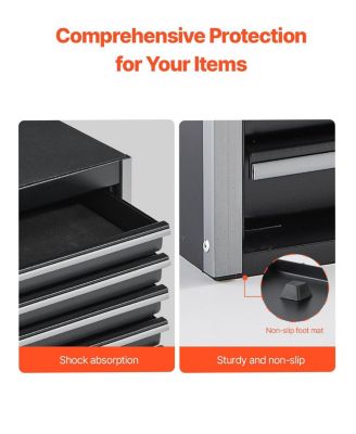 Metal Tool Box, 8.6", Portable 5-Drawer Tool Chest, EVA Liners, PP Feet, Ball-Bearing Slides, Powder-Coat