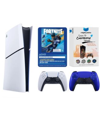 PlayStation 5 Disc Fortnite Flowering Chaos Bundle with Extra Controller and MightySkins Code - Cobalt Blue