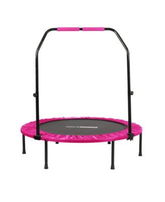 40" Mini Trampoline Fitness Rebounder with Adjustable Handle, Pink
