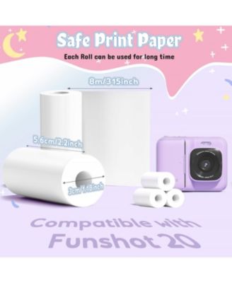 Kids Instant Print Camera Paper, 3 thermal refill rolls. Compatible with Funshot 20, 2.2"x26ft per roll, BPA-free for toddler cameras