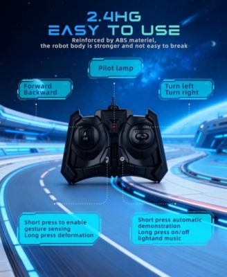 1:18 RC Transforming Robot Car with One-Click Deformation, 2.4GHz RC Car with LED Lights, 360° Rotation & Demo Mode