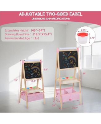 3 in 1 Kids Art Easel Set, Dual-Sided Art Station w/Whiteboard & Chalkboard