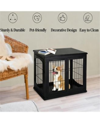 Small Dog Cage with 3 Metal Doors in Black