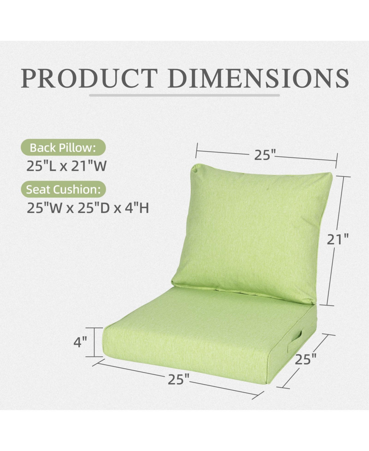 Aoodor Outdoor Deep Seat Cushion Set, Waterproof Patio Furniture Cushions with Adjustable Straps & Removable Cover, Set of 2