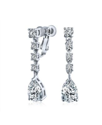  CZ Cubic Zirconia Solitaire Teardrop Statement Collar Statement Necklace & Clip-On Earrings Jewelry Set