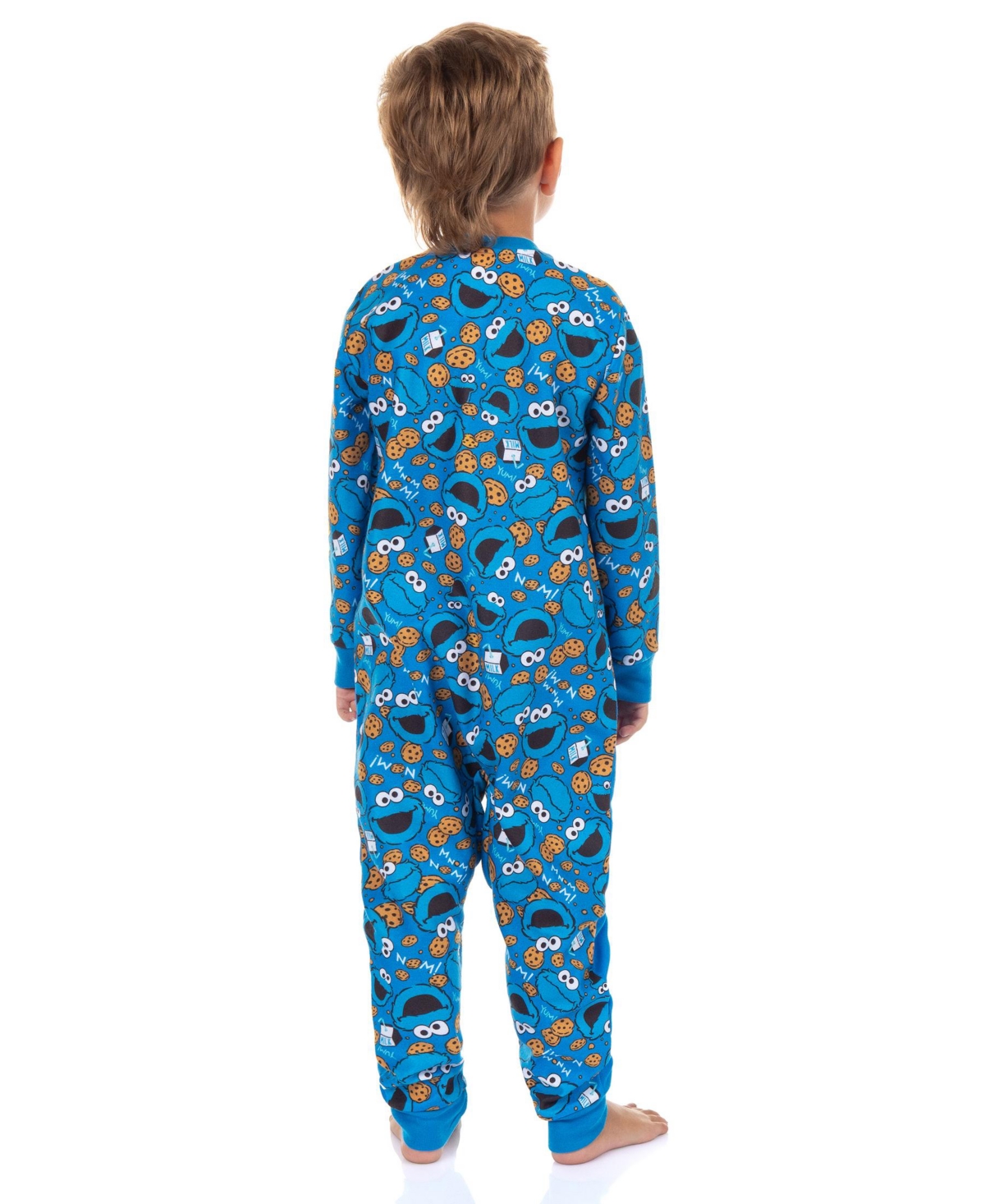 Sesame Street Toddler Cookie Monster Character 1PC Front-Zip Footless Sleeper Pajama