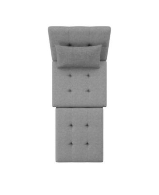 Twin Size Tufted Fabric & Wooden Legs Convertible Design Sofa Bed