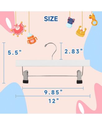 12-Pack Wooden Pants Hangers with Adjustable Clips