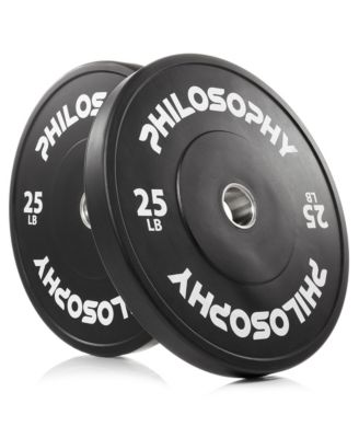 Set of 2 Olympic 2-Inch Rubber Bumper Plates (25 LB each) Black