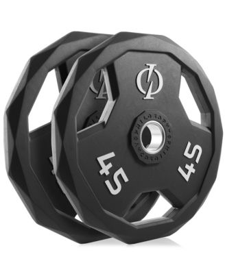 Set of 2 Rubber Coated 2-inch Olympic Grip Weight Plates (45 LB each) for Weightlifting