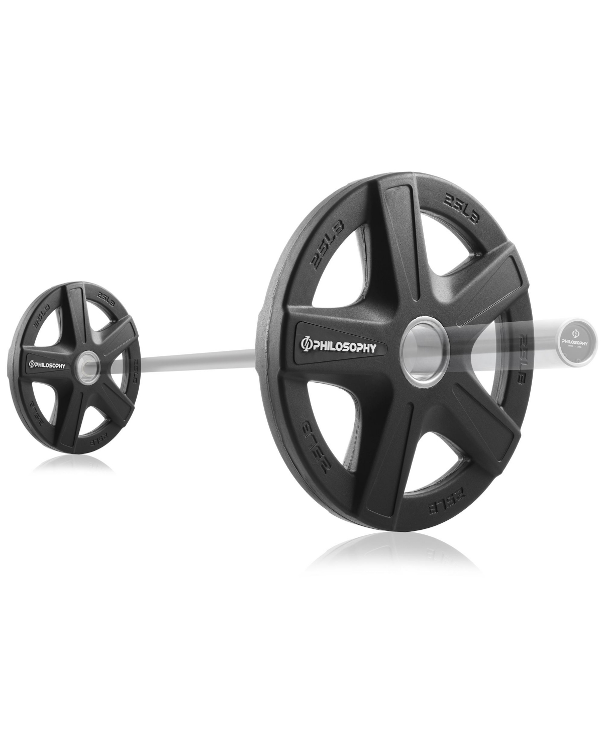 Philosophy Gym Set of 2 Rubber Coated 2-inch Olympic Grip Weight Plates (25 Lb each) for Weightlifting