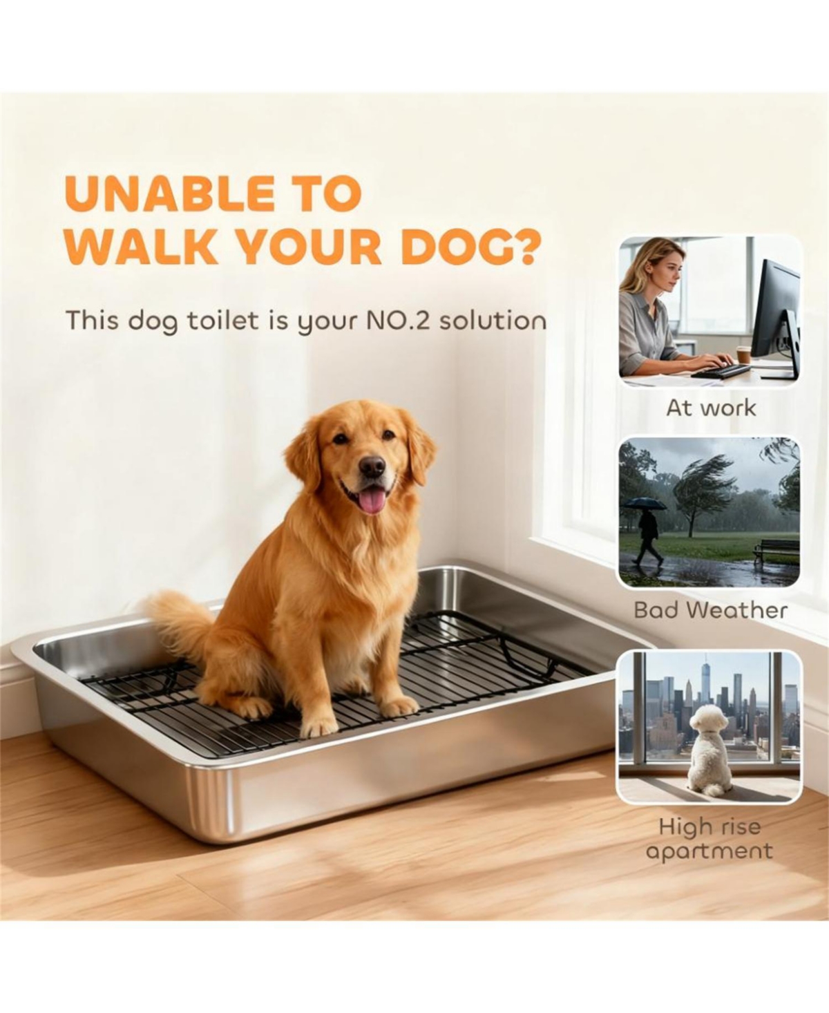 Aostirmotor 27.6 in. heavy-duty stainless steel Dog Potty Tray in Silver