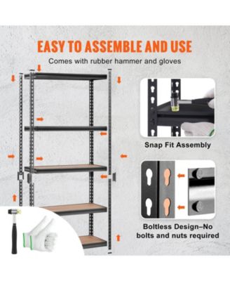 5-Tier Storage Shelving Unit, Adjustable, 2000-Lb Capacity, 35"L x 18"W x 71"H, Heavy-Duty Utility Rack