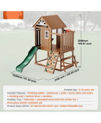 Kids Garden Playhouse with Slide and Ladder
