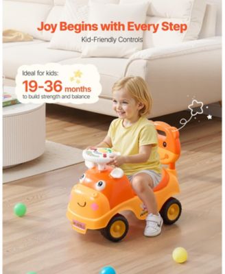 Ride On Toddler Push Car, Kids Ride-On Toy with Horn, Music and Storage