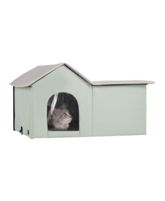 Large Heated Foldable Outdoor Cat Shelter, Green