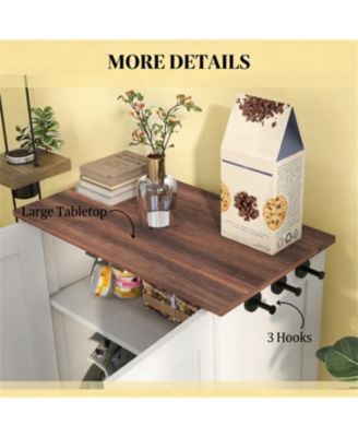 Dog Bowls Food Storage Cabinet with 2 Doors in White