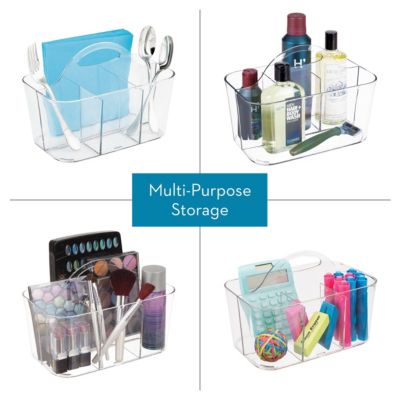 iDesign 4-Section Storage Caddy Organizer with Handle - Clear