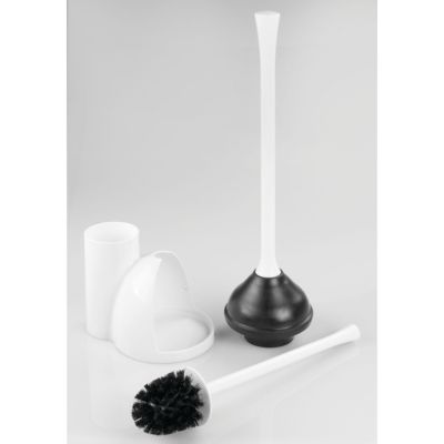 iDesign Compact Bowl Brush and Plunger Set - White