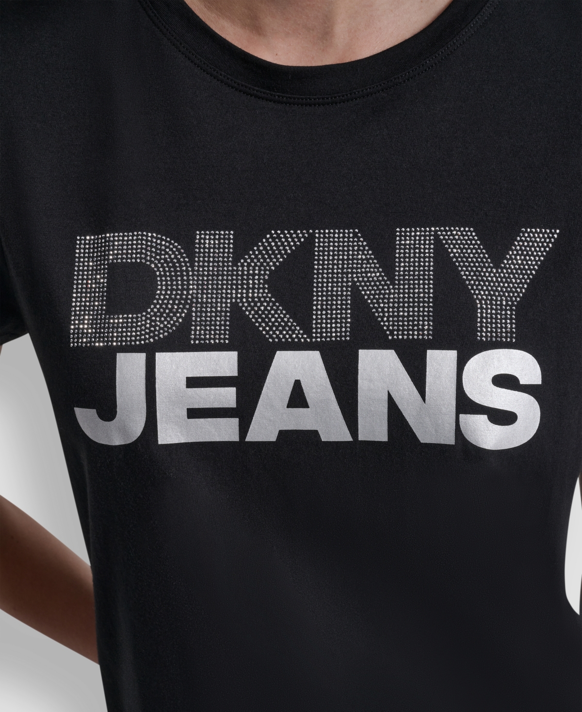 Dkny Jeans Women's Crewneck Stacked Rhinestone T-Shirt