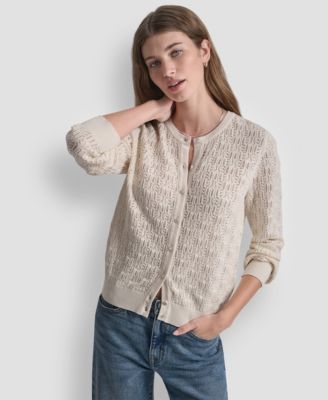 Women's Crew Neck Long-Sleeve Cardigan Sweater