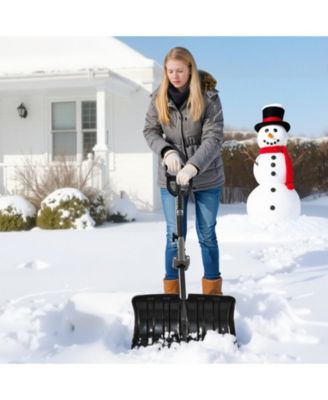 Snow Shovel, 18" Wide Plastic Blade, Assist D-Handle, Non-Slip Grip, Lightweight Driveway Snow Shovel