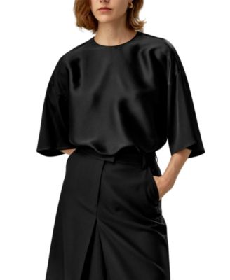 Women's Relaxed Silk Crewneck Blouse