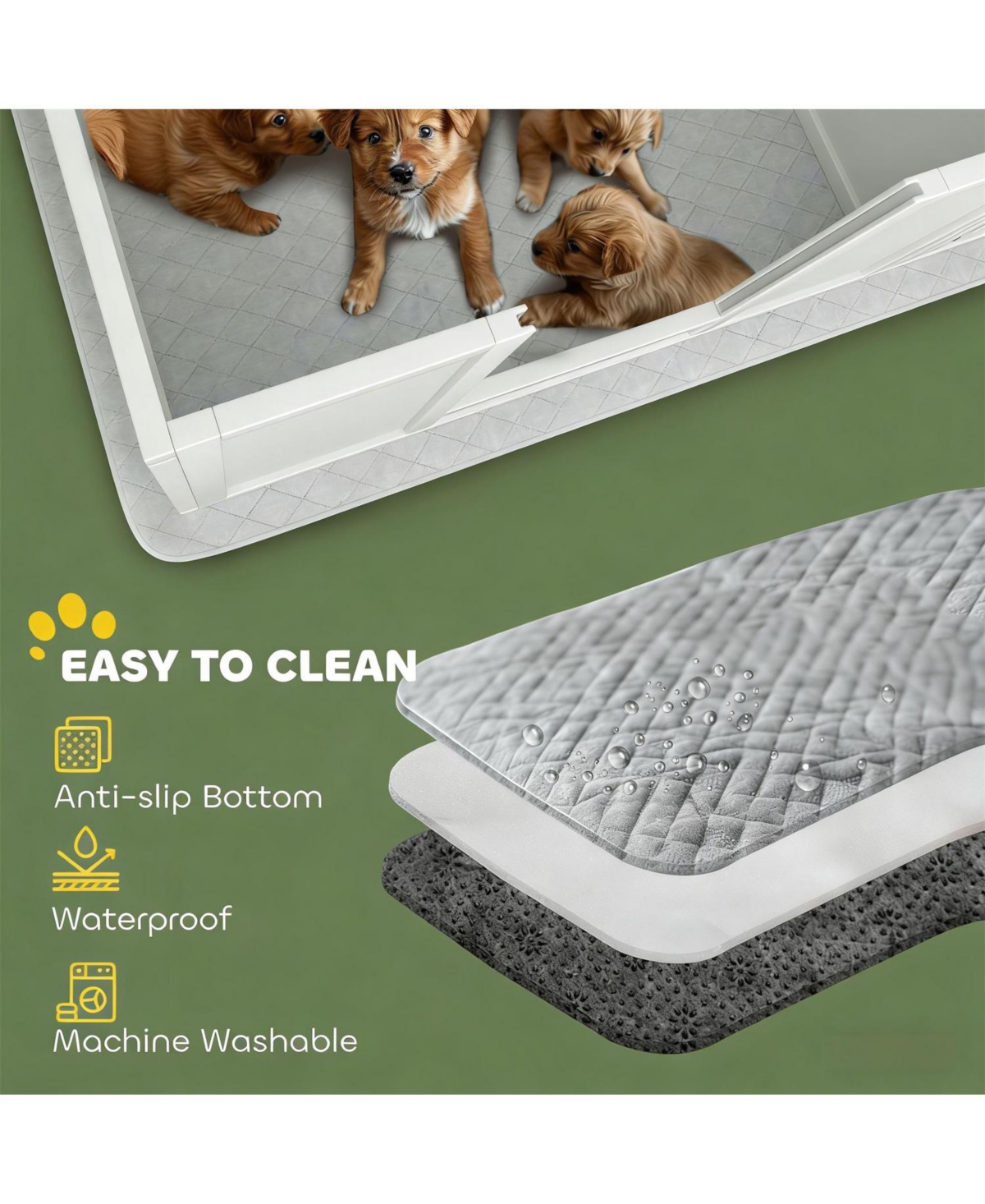 Aostirmotor Dog Box with Washable Pad for Dogs in White