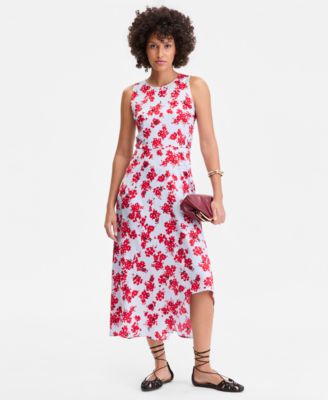 Women's Printed Sleeveless Asymmetrical-Hem Dress