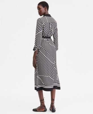 Women's Long Sleeve Geo Print Shirtdress