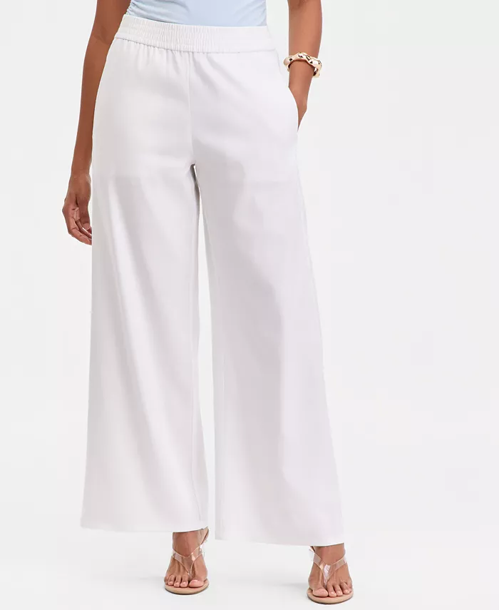 Women's Linen-Blend Wide-Leg Pull-On Pants