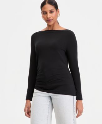 Women's Luxe-Layering Jersey Boat-Neck Long-Sleeve Top