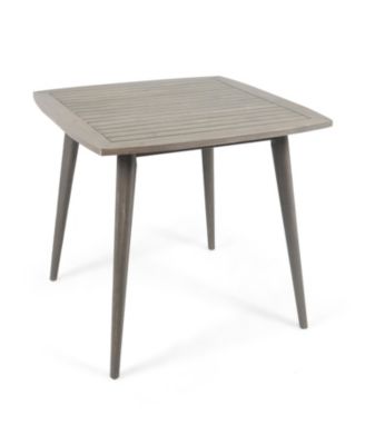 Outdoor Square Acacia Wood Patio End Table Side Table with Tapered Legs, Mid-Century Patio Table  for 2a€“4 People, Grey