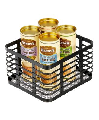 Metal Pantry Basket with Handles - Set of 4 - Matte Black
